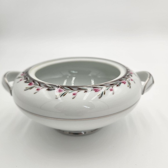 Vintage Noritake China Floral Sugar Bowl Silver Trim Tea Party Serving Dish - Picture 1 of 7
